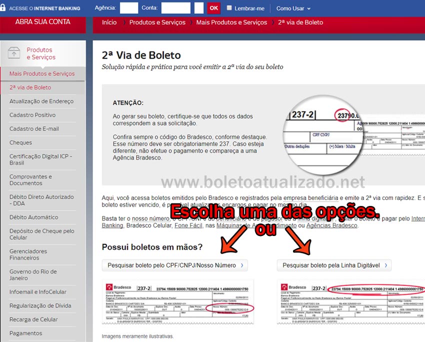 Atualizar Boleto Bradesco Vencido