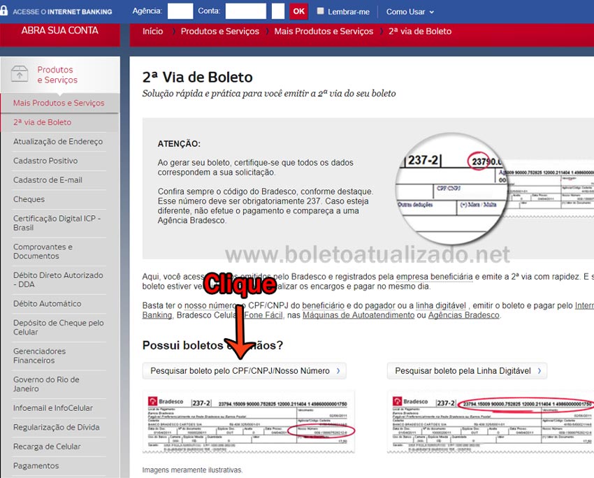 Atualizar Boleto Bradesco Vencido