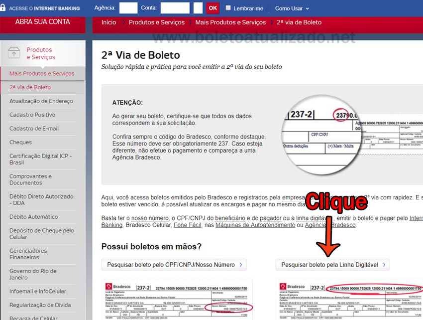 Atualizar Boleto Bradesco Vencido