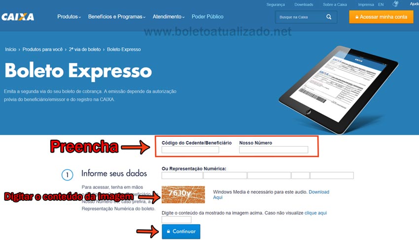Atualizar Boleto Caixa Vencido