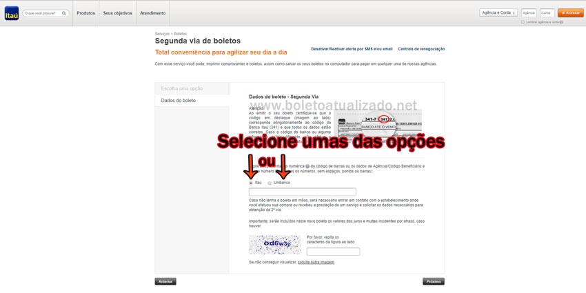Atualizar boleto Itaú vencido
