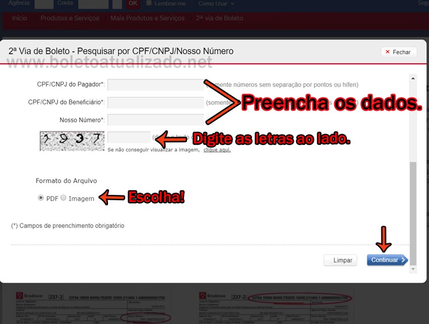 Atualizar boleto HSBC vencido